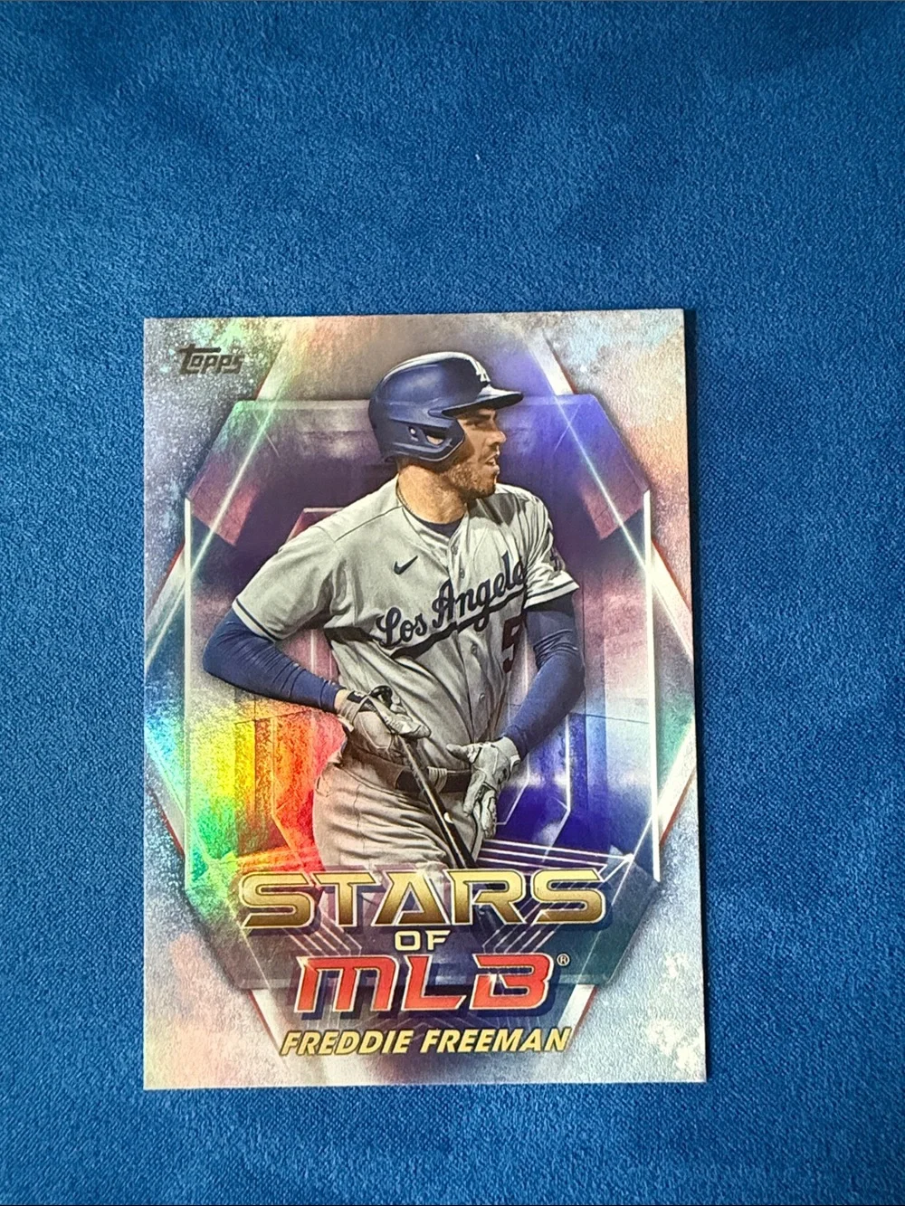 Topps Freddie Freeman Stars of MLB Card - Blue, Gray, Gold Holographic